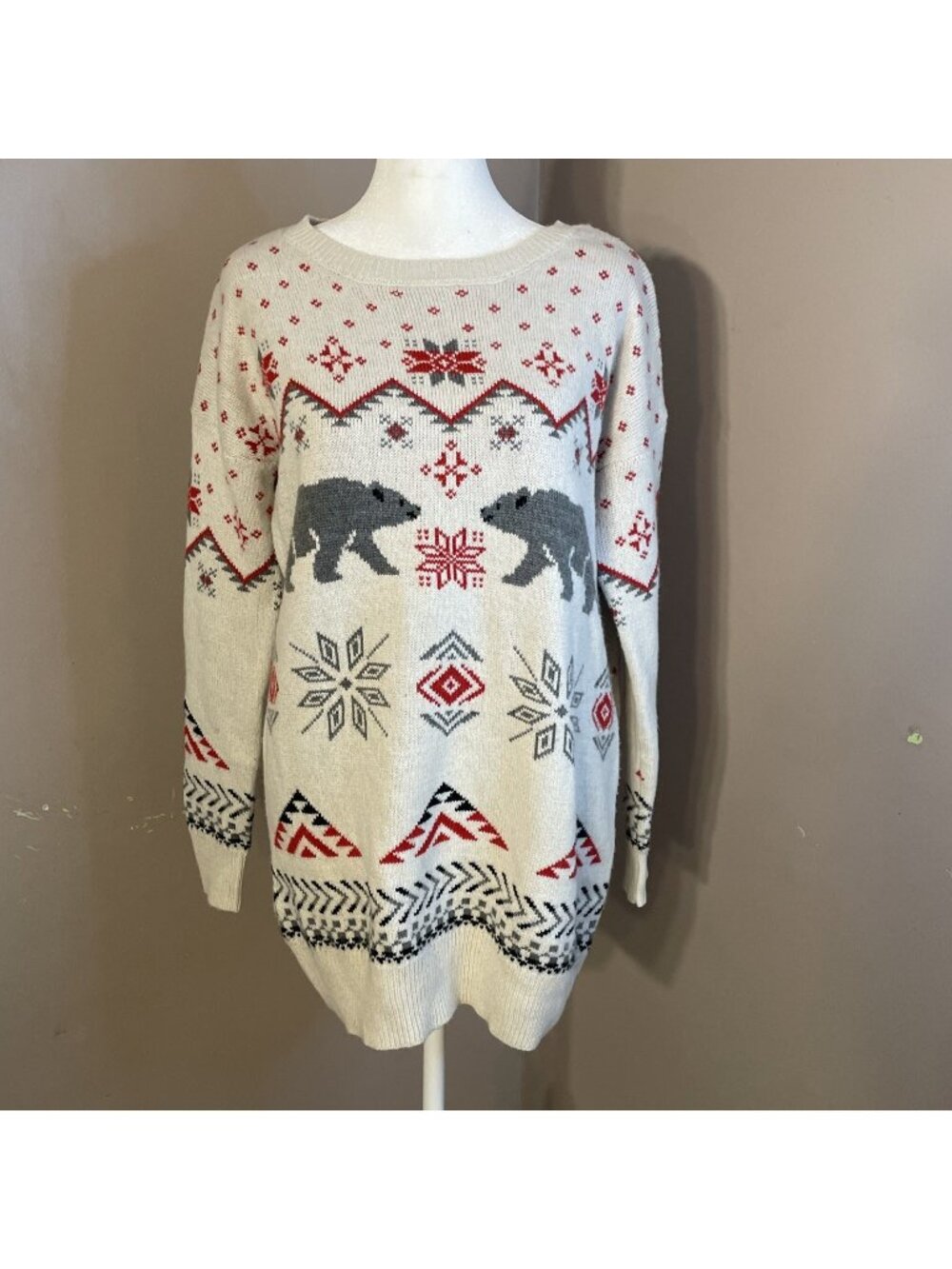 Mossimo Supply Co Fair Isle Polar Bear Christmas Sweater Winter Knit Sz S